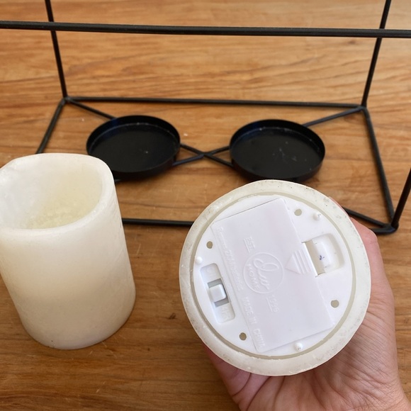 “Home” Metal Candle Holder (2 battery operated wax candles included) - Picture 5 of 8